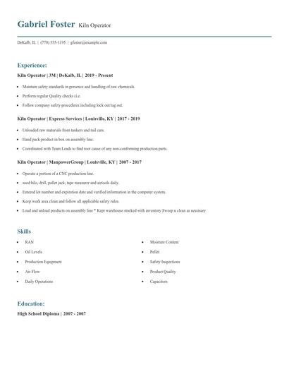 Kiln Operator Resume