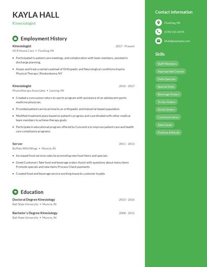 Kinesiologist Resume