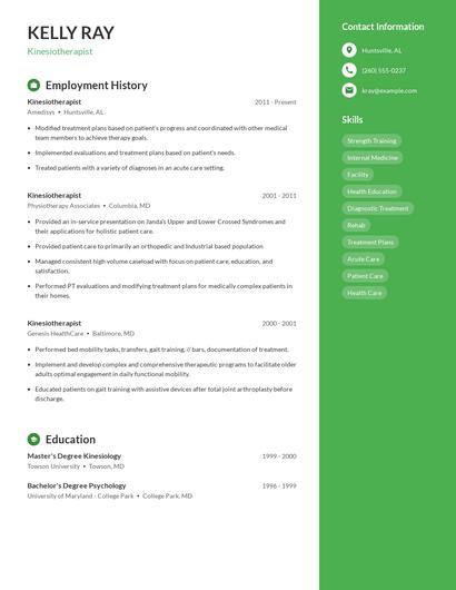 Kinesiotherapist Resume