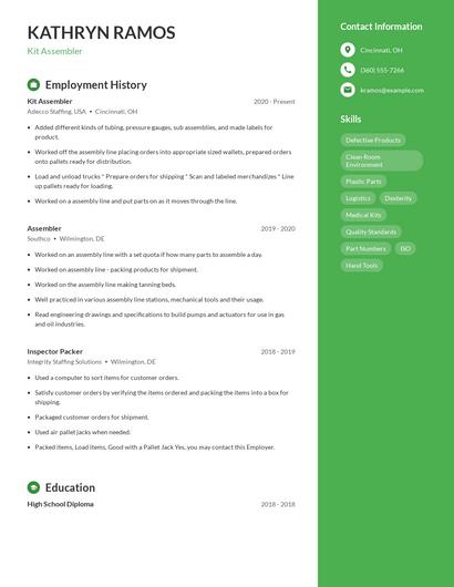 Kit Assembler Resume