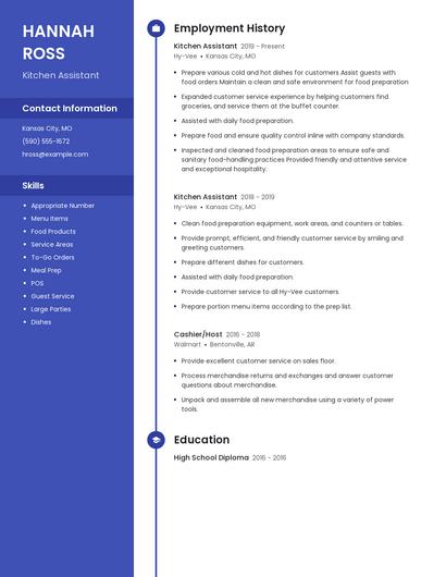 Kitchen Assistant Resume