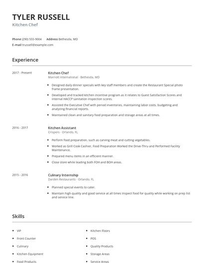 Kitchen Chef Resume