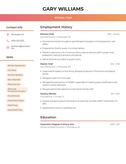 Kitchen Chef Resume