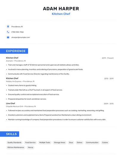 Kitchen Chef Resume