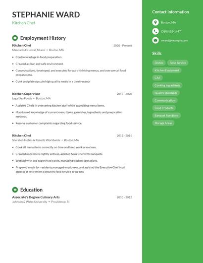 Kitchen Chef Resume