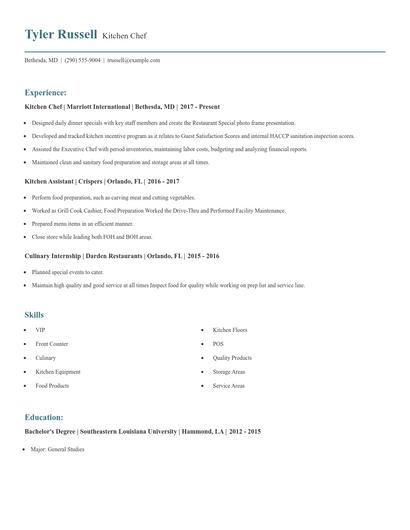 Kitchen Chef Resume
