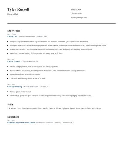 Kitchen Chef Resume