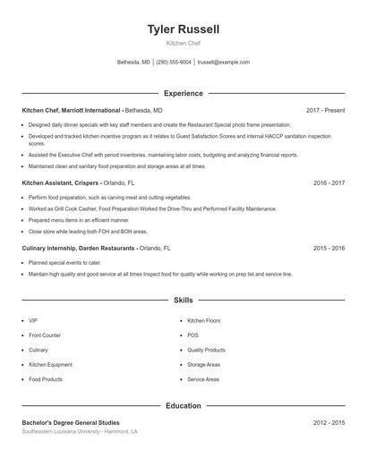 Kitchen Chef Resume