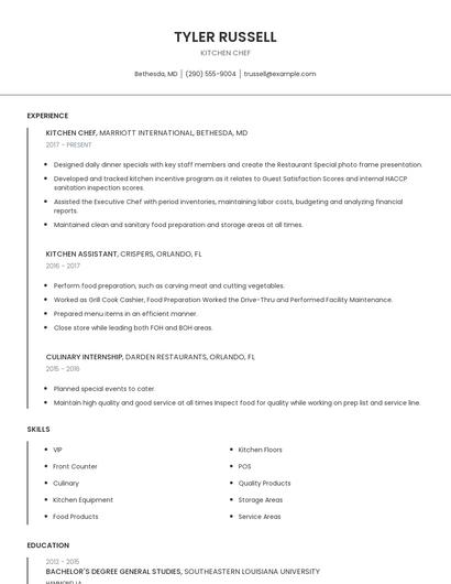 Kitchen Chef Resume