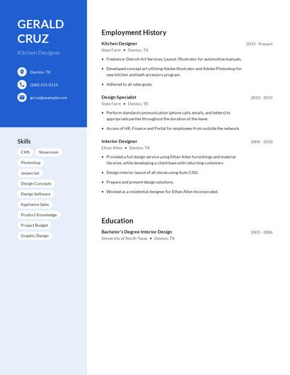 Kitchen Designer Resume