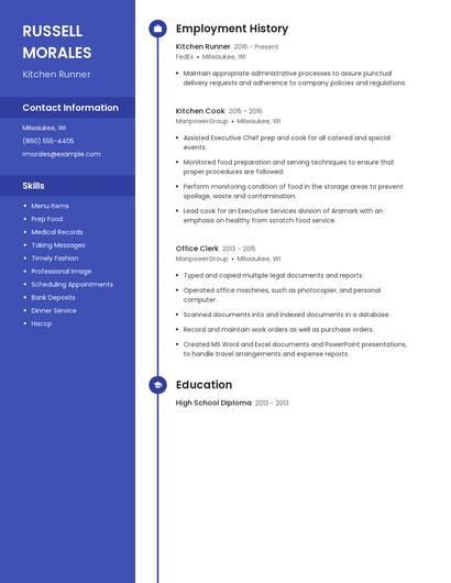 Kitchen Runner Resume