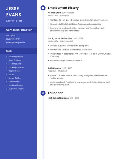 Kitchen Staff Resume
