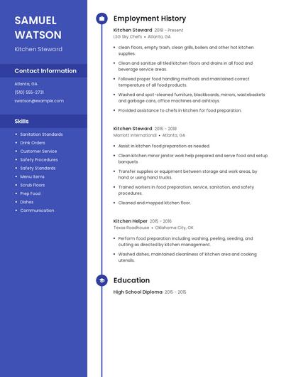 Kitchen Steward Resume