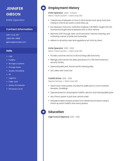 Knife Operator Resume