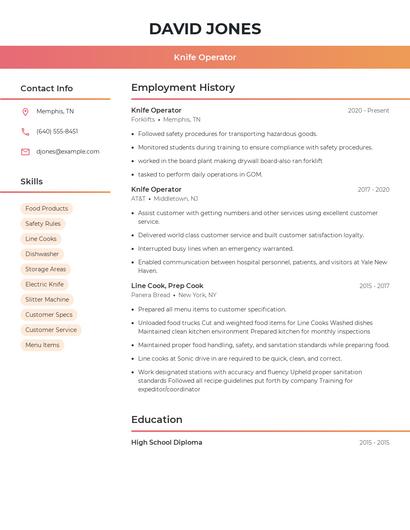 Knife Operator Resume