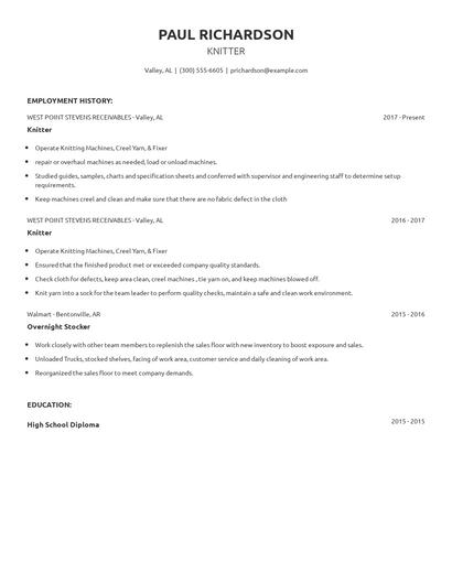 Knitter Resume
