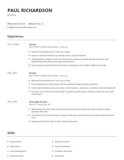 Knitter Resume