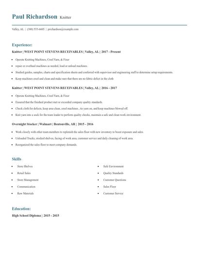 Knitter Resume