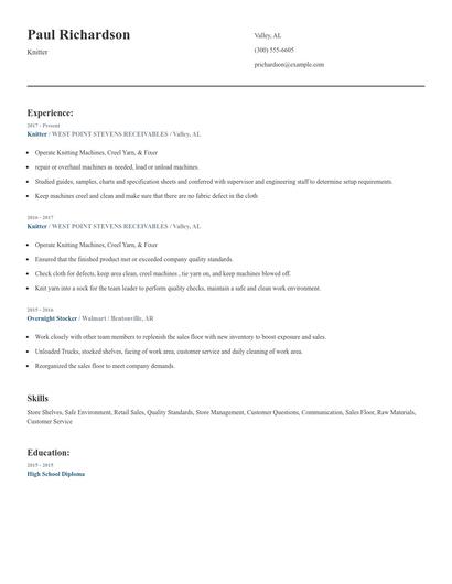 Knitter Resume