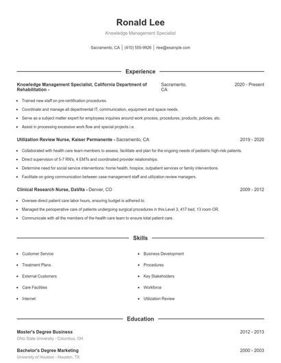 Resume example 1