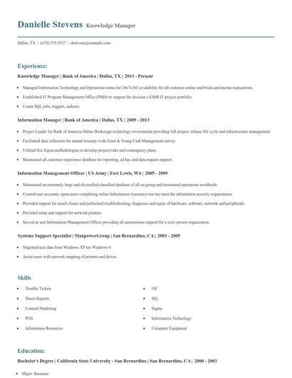 Knowledge Manager Resume