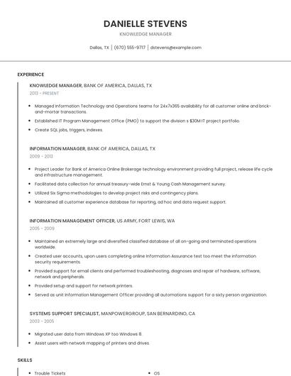 Knowledge Manager Resume
