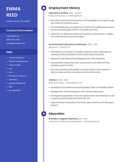 Laboratory Analyst Resume