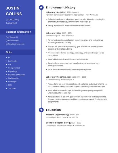 Laboratory Assistant Resume