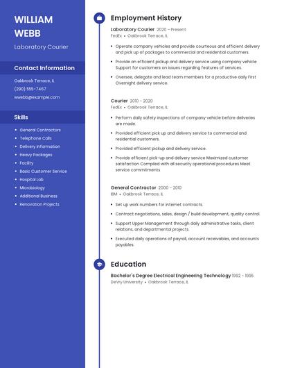 Laboratory Courier Resume