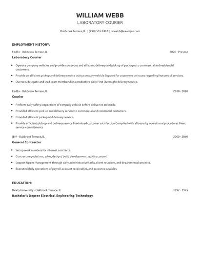 Laboratory Courier Resume