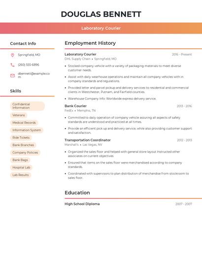 Laboratory Courier Resume