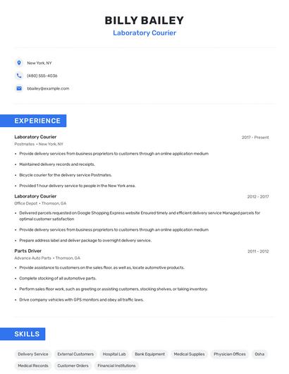 Laboratory Courier Resume