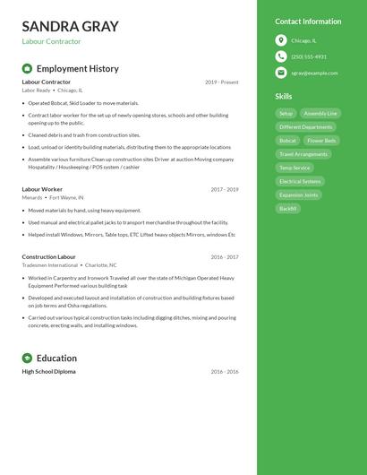 Labour Contractor Resume