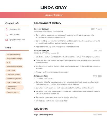 Lacquer Sprayer Resume