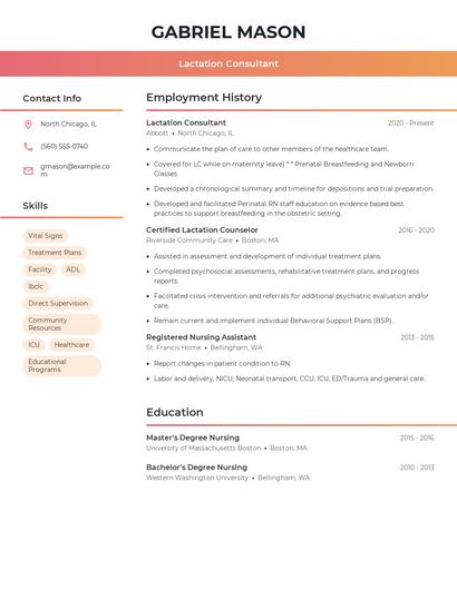 Lactation Consultant Resume