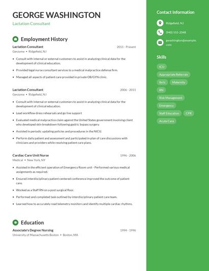 Lactation Consultant Resume