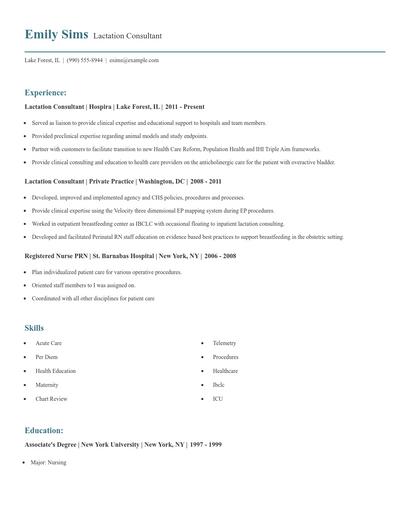Lactation Consultant Resume