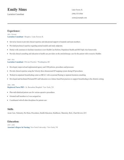 Lactation Consultant Resume