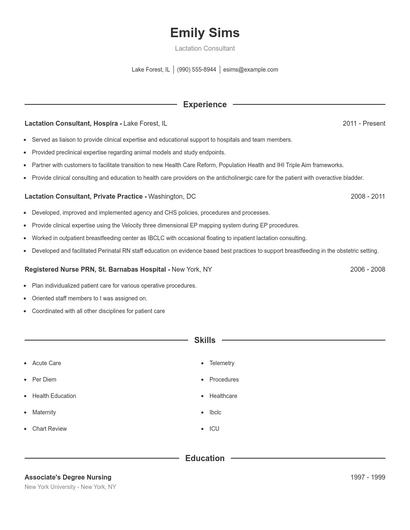 Lactation Consultant Resume