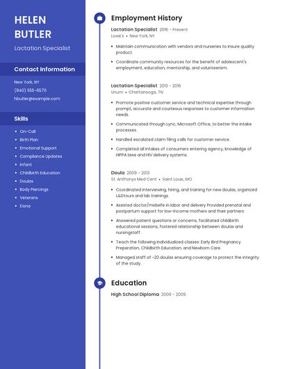 Lactation Specialist Resume