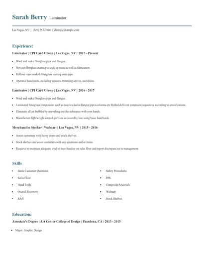 Laminator Resume