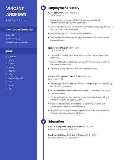 LAN Technician Resume