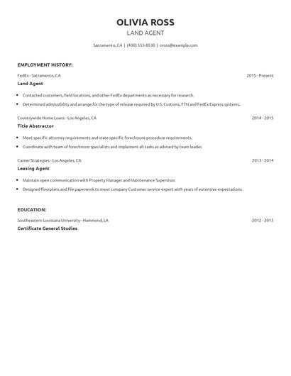Land Agent Resume
