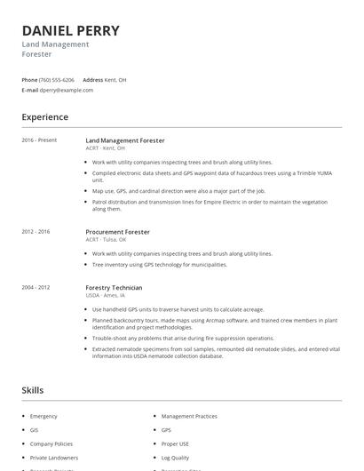 Land Management Forester Resume