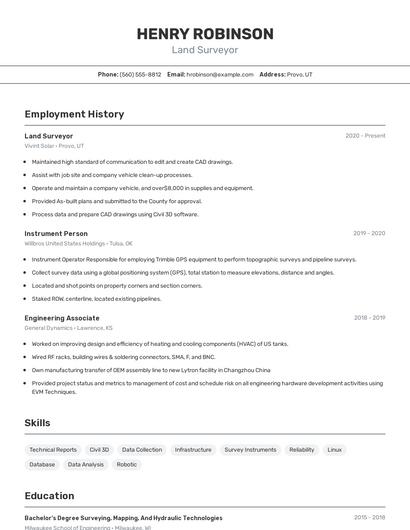 Land Surveyor Resume