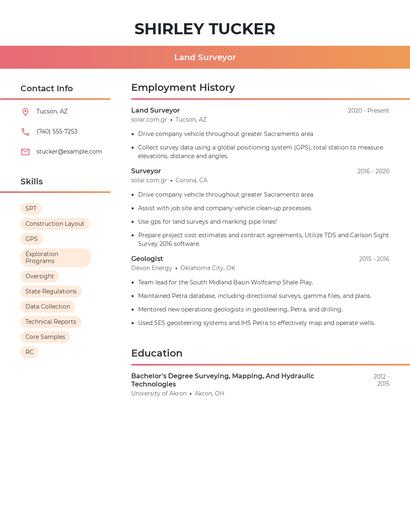 Land Surveyor Resume