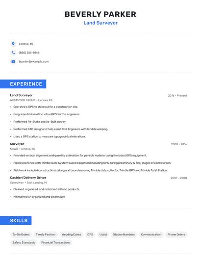 Land Surveyor Resume