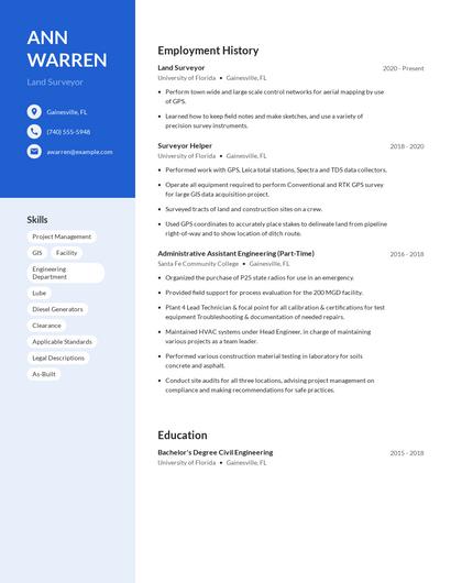 Land Surveyor Resume
