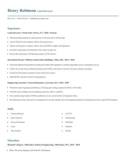 Land Surveyor Resume