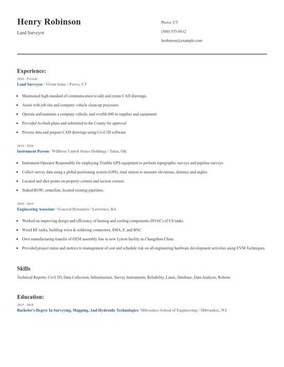 Land Surveyor Resume